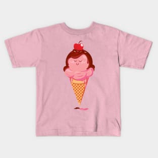 Tasty Strawberry Icecream Cone Kids T-Shirt